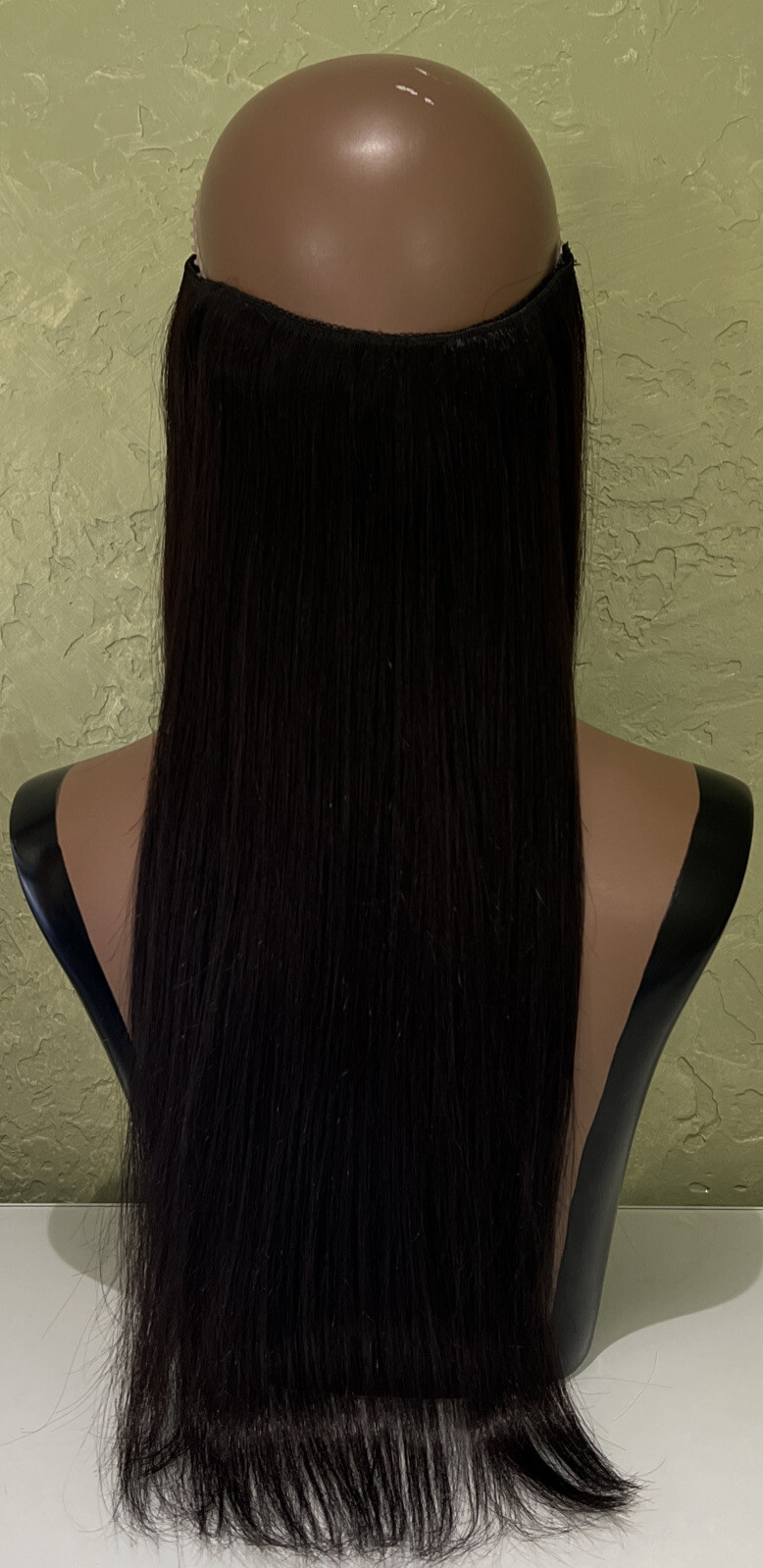 Flip in Human Hair Extensions Invisible Wire 4 clips 18” Natural Black Straight