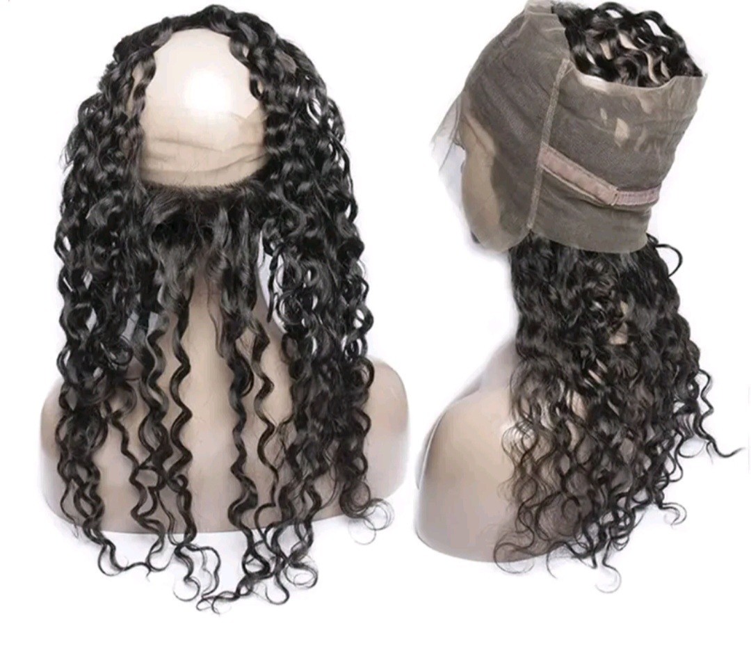 12A 24INCHES 360 LACE FRONTAL BRAZILIAN INCH NATURAL COLOUR 1B# WATER WAVES 120g