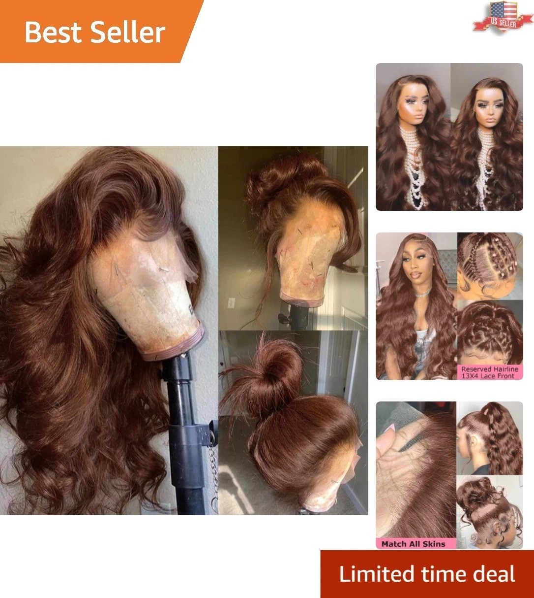 Pre-Plucked 24 Inch Body Wave Lace Front Wig – Natural Chocolate Brown Shade