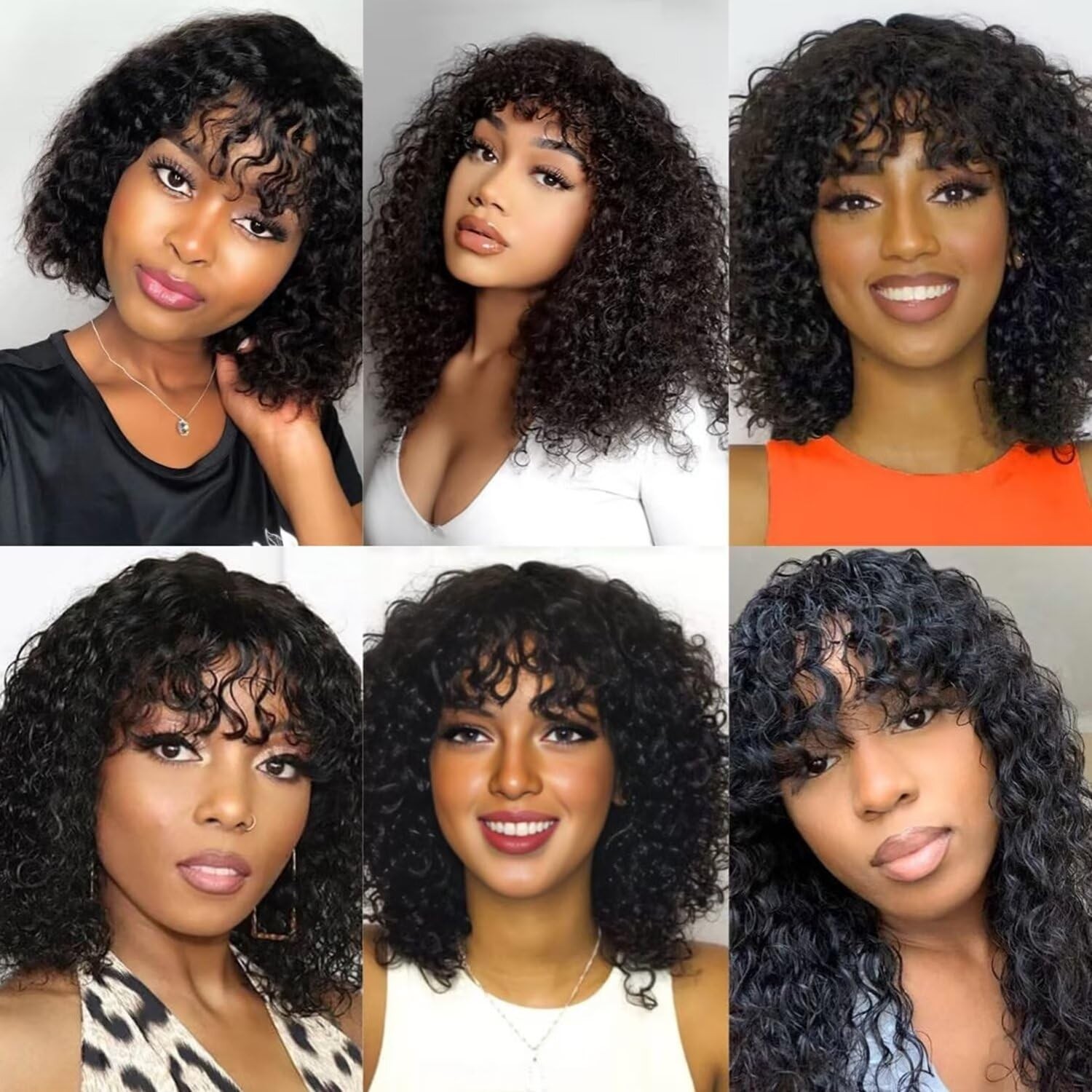 2x1Lace Front WigBrazilian ShortBob Kinky Curly Virgin Human Hair Wig for Women