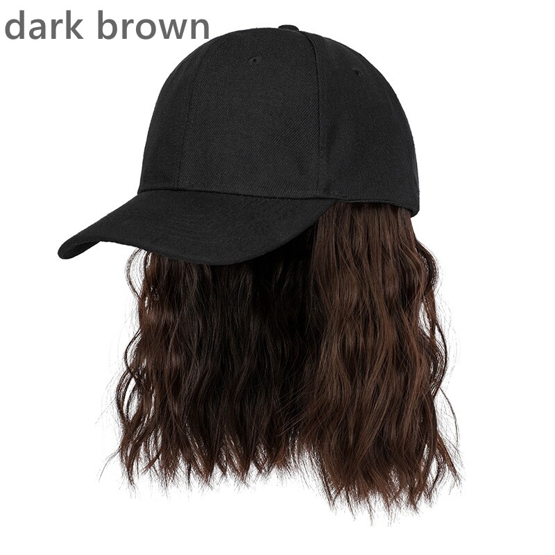Women Adjustable Baseball Cap Hat Wig Hairpiece with Short Curly Hair Casual Hat
