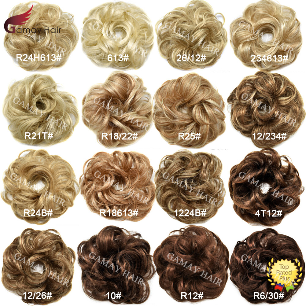 Large Curly Messy Rose Bun Hair Piece Scrunchie Ponytail Natural As Human Hair