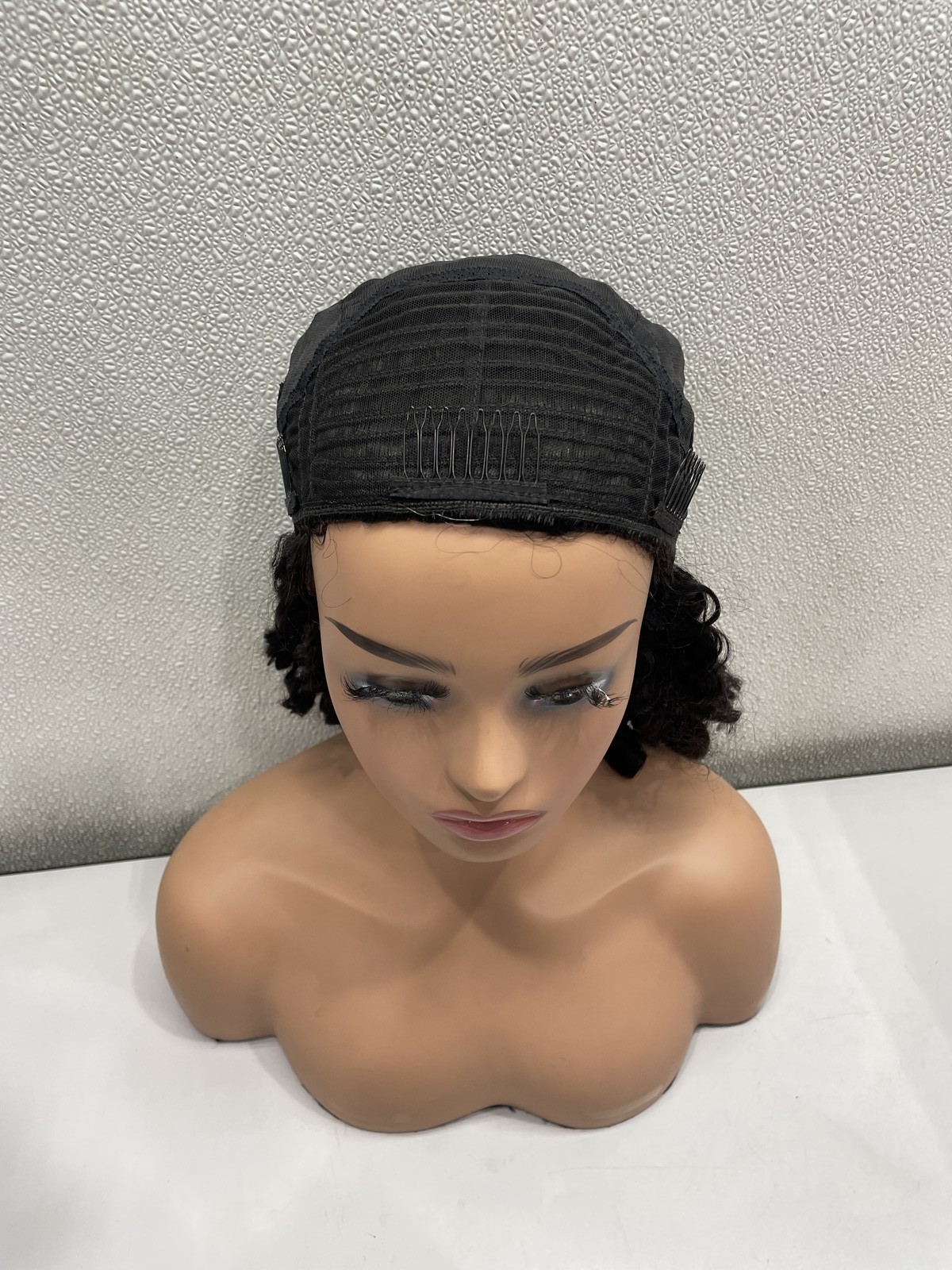 Lemoda Natural Black Burmese Curly Human Hair Glueless Half Wig, 22″