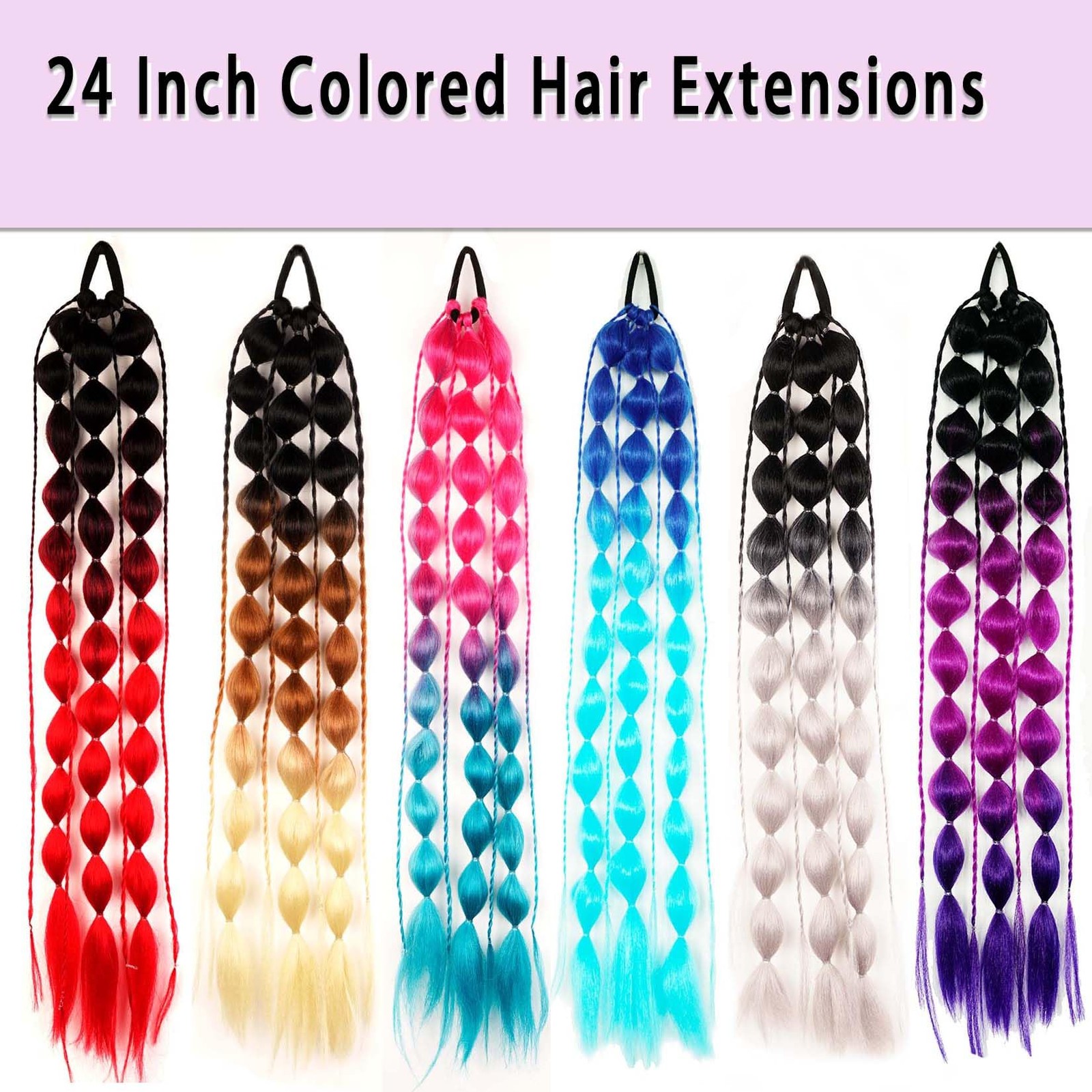 Colored Bubble Ponytail Extension with Hair Tie Long Colored Hair Extensions …
