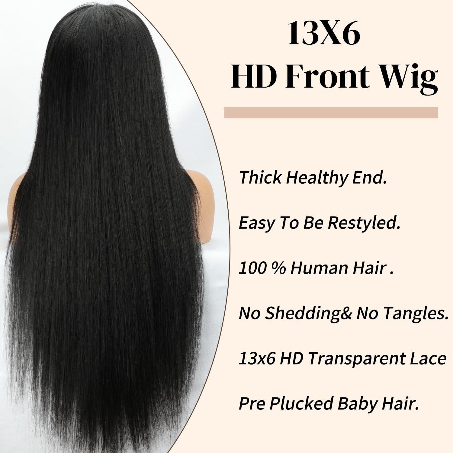32 Inch Human Hair Lace Front Wig 200 Density Straight Glueless Pre Plucked