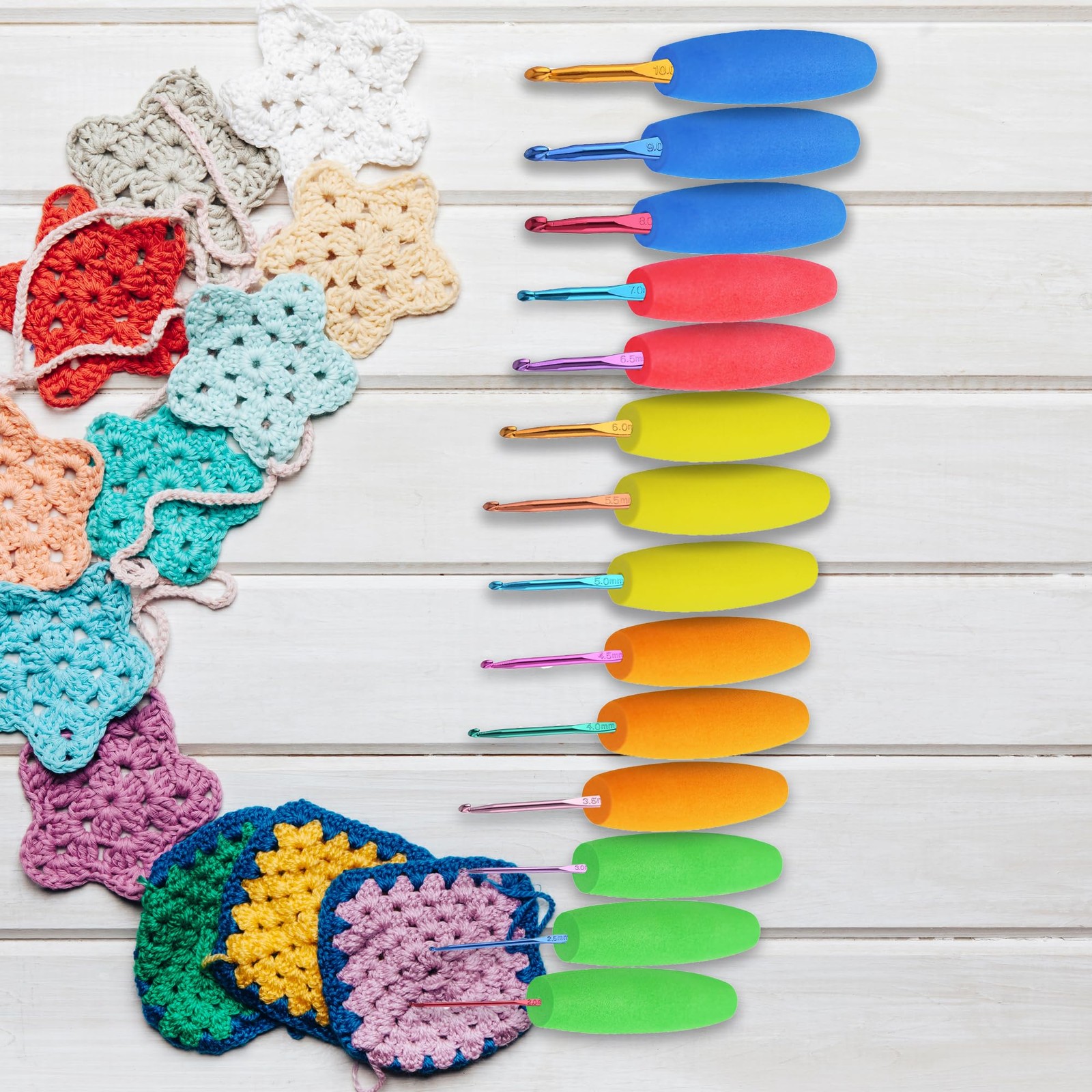 MEYAGO 5PCS Crochet Hook Grips Set Ergonomic 2mm to 10mm, berry