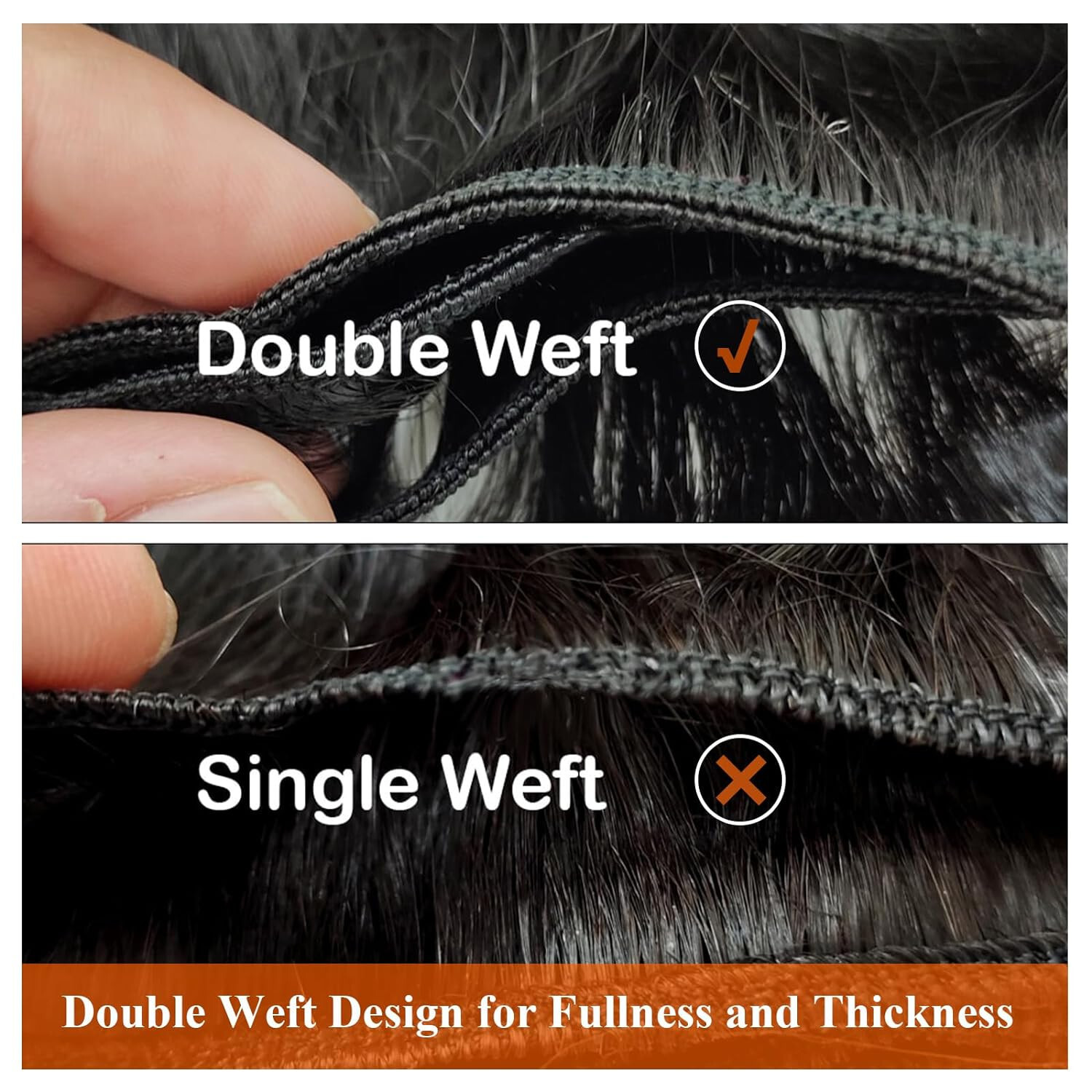 Sew in Hair Extensions Real Human Hair Double Weft Weave Russian Remy Hair 100gr