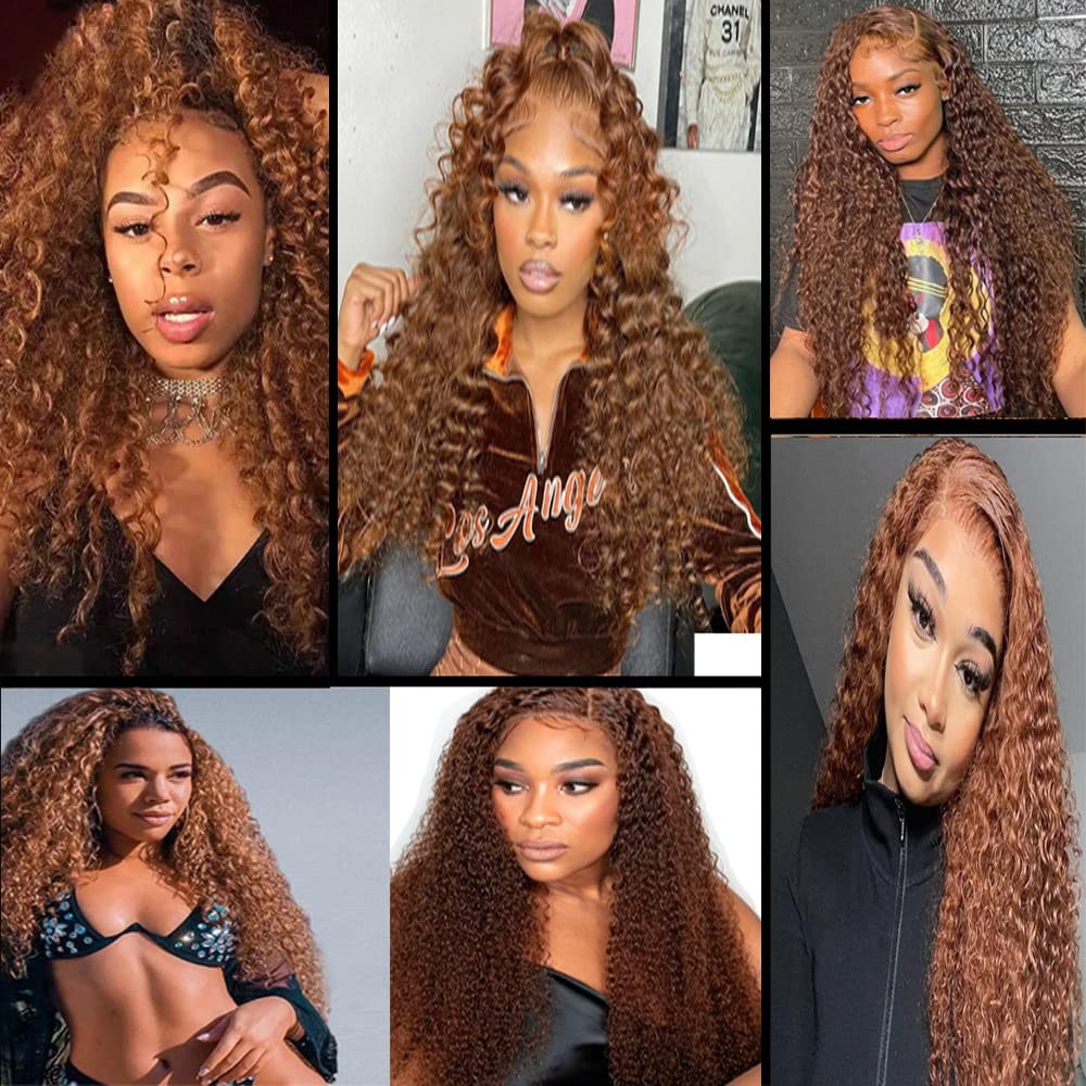 Mamart Brown Bundles Color 30 Human Hair Brown Kinky Curly Human Hair Weave No