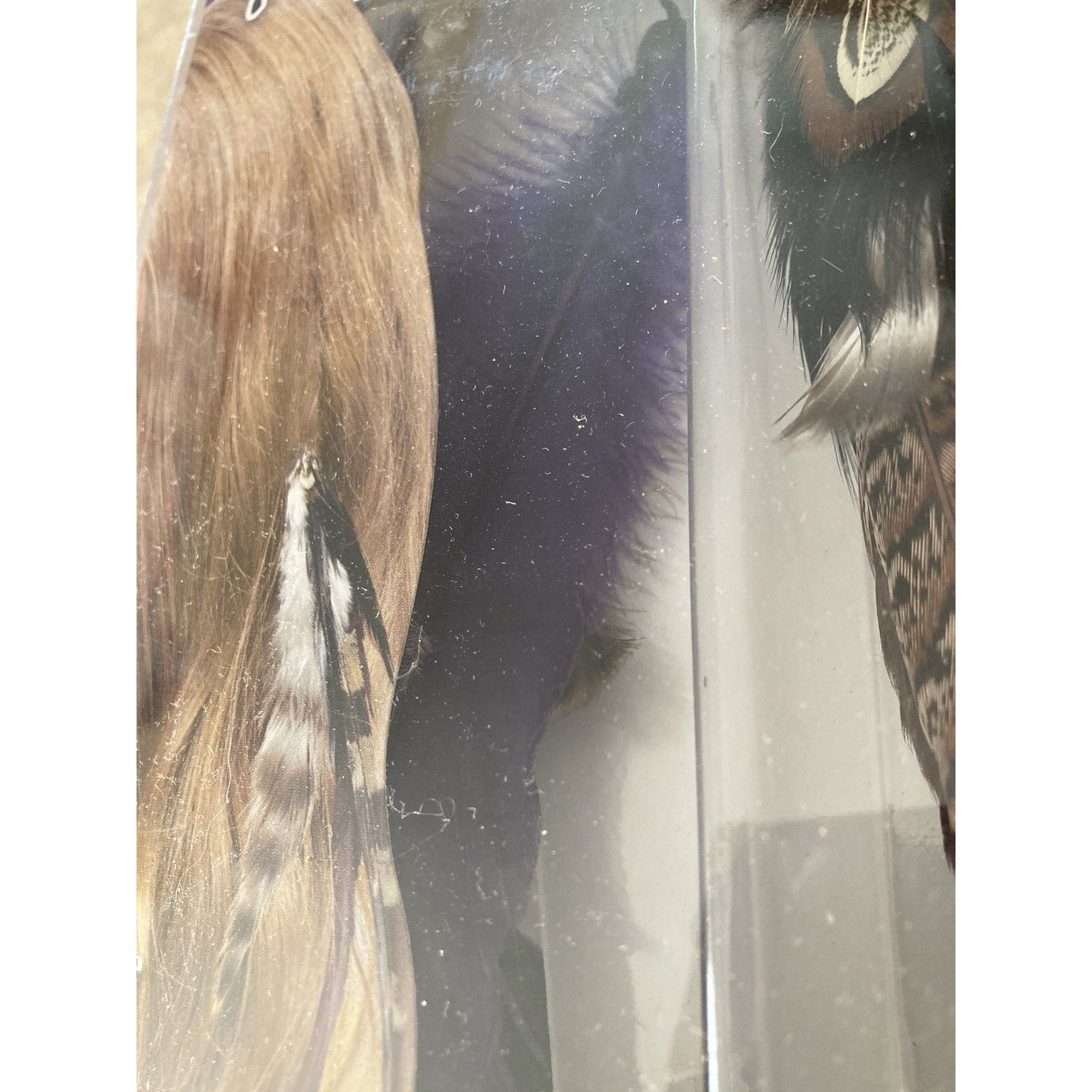 2 Feather Hair Extensions As Seen On TV Purple and Chestnut Instant Snap On