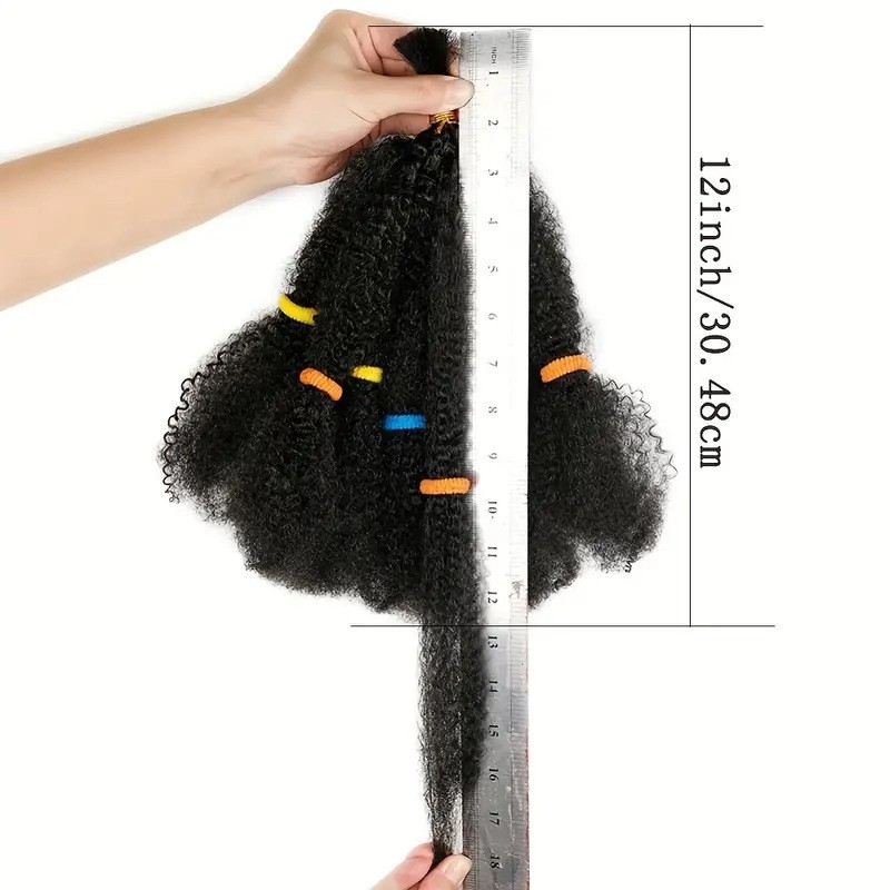 Afro Kinky Curly Hair for Crochet & Braiding Styles, Nat Blk, 12″, 10 Roots