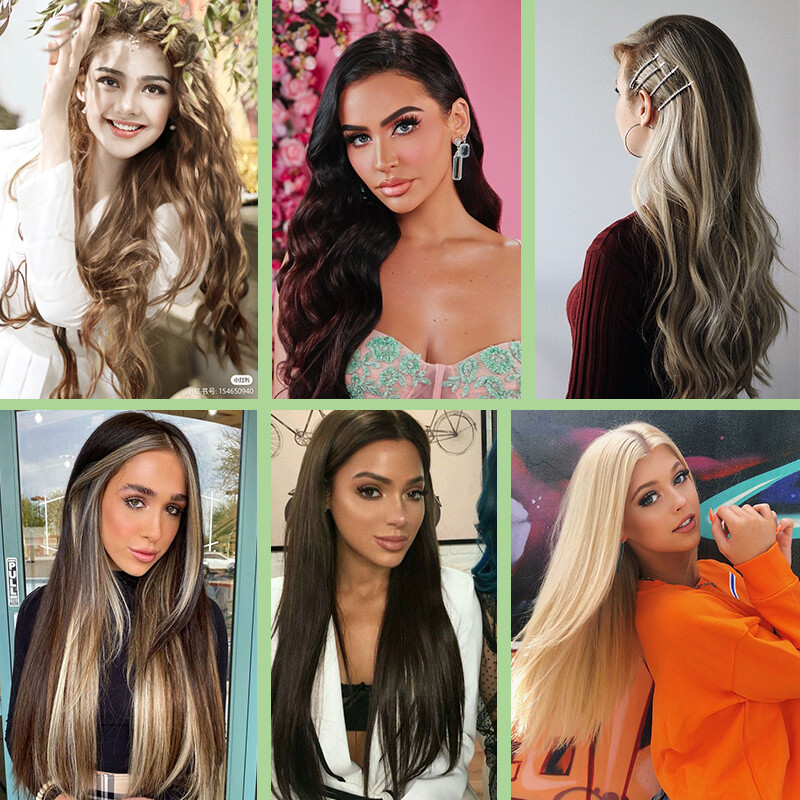 US Long Wire In Hair Extension One Piece Invisible Real Natural Fake Hairpieces