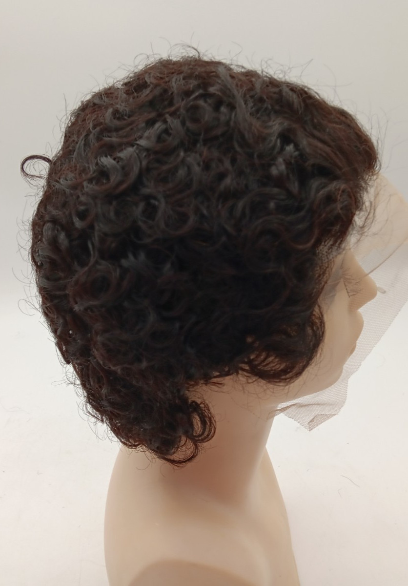 KLAIYI | Human Hair Wig | 6″ Short Pixie Bob | Glueless Natural Black