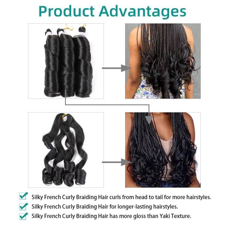 French Curly Braiding Hair for Braids 8 Packs 18 Inch 100G/Pack Loose Wave Br…