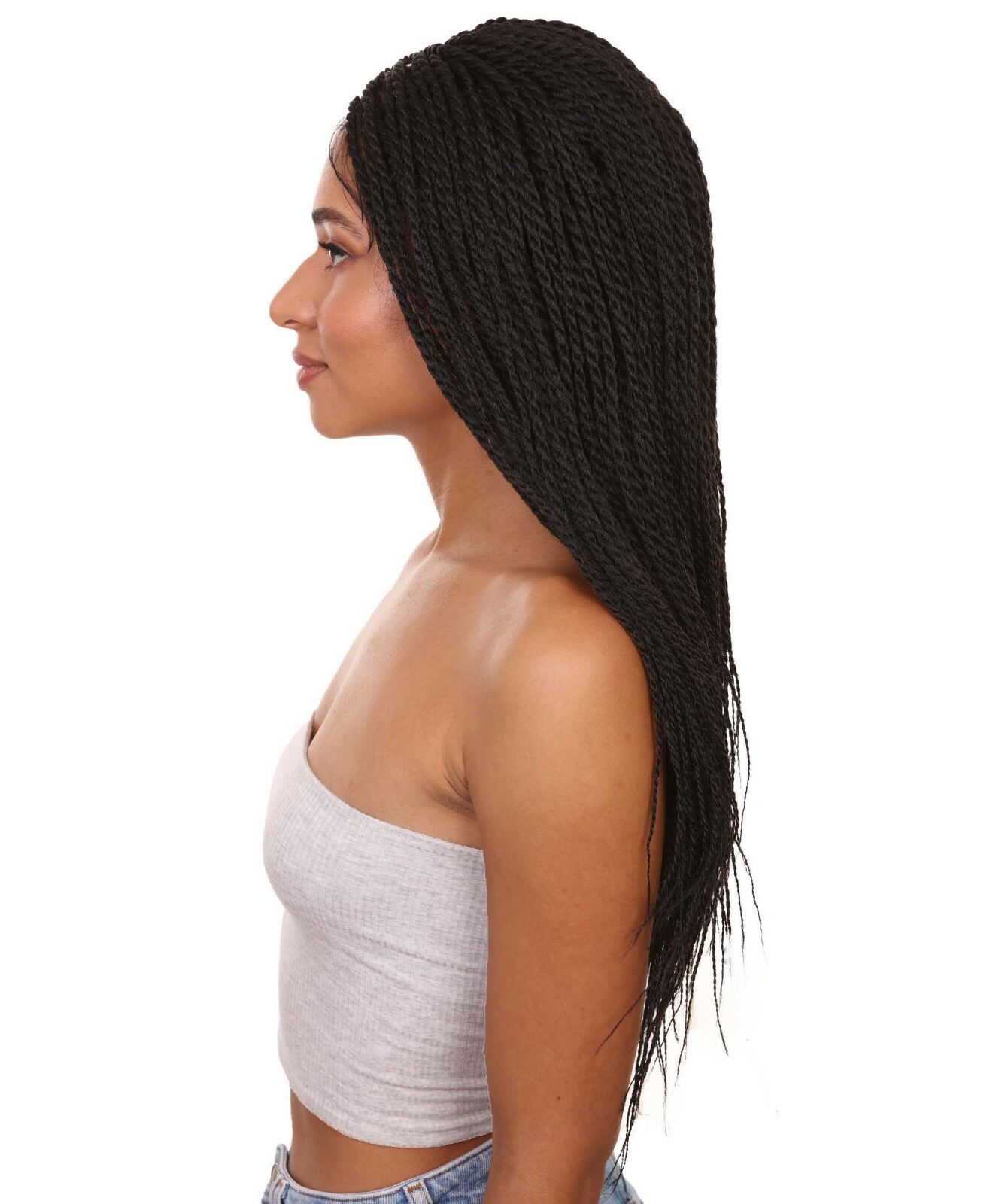 LUXLUXE Uyai Straight 23 Inch 4X4 Hand-Tied Lace Braided Wig,BLT-0122, Black