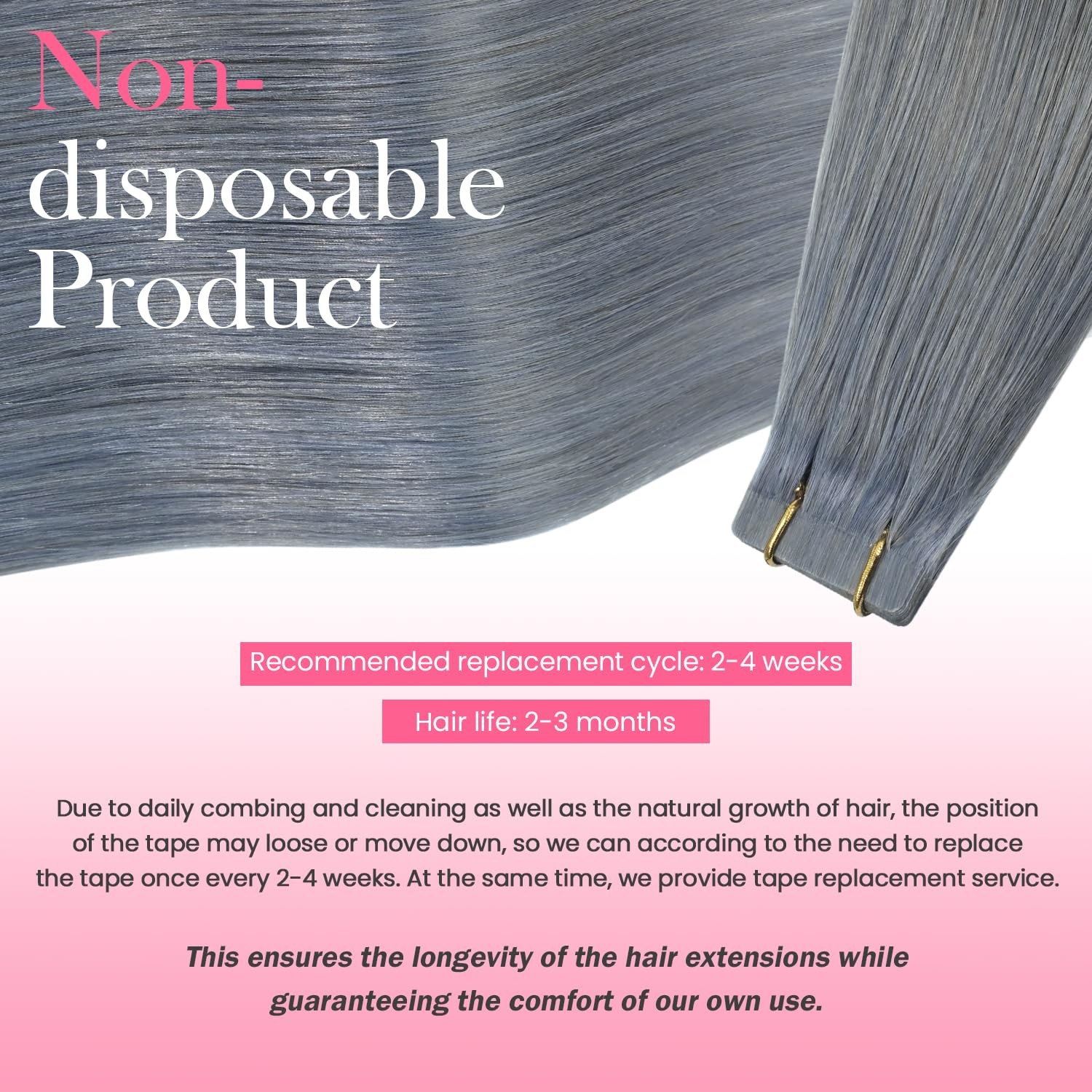 Aison 14Inch Silver Gray Tape In Hair Extensions 100 Real Human Hair Extensions