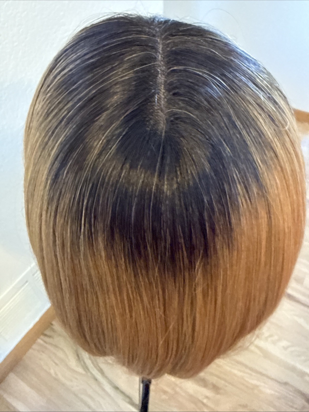 486A Human Blend R J Park Wig Chocolate Brown With Black Ombre 12”