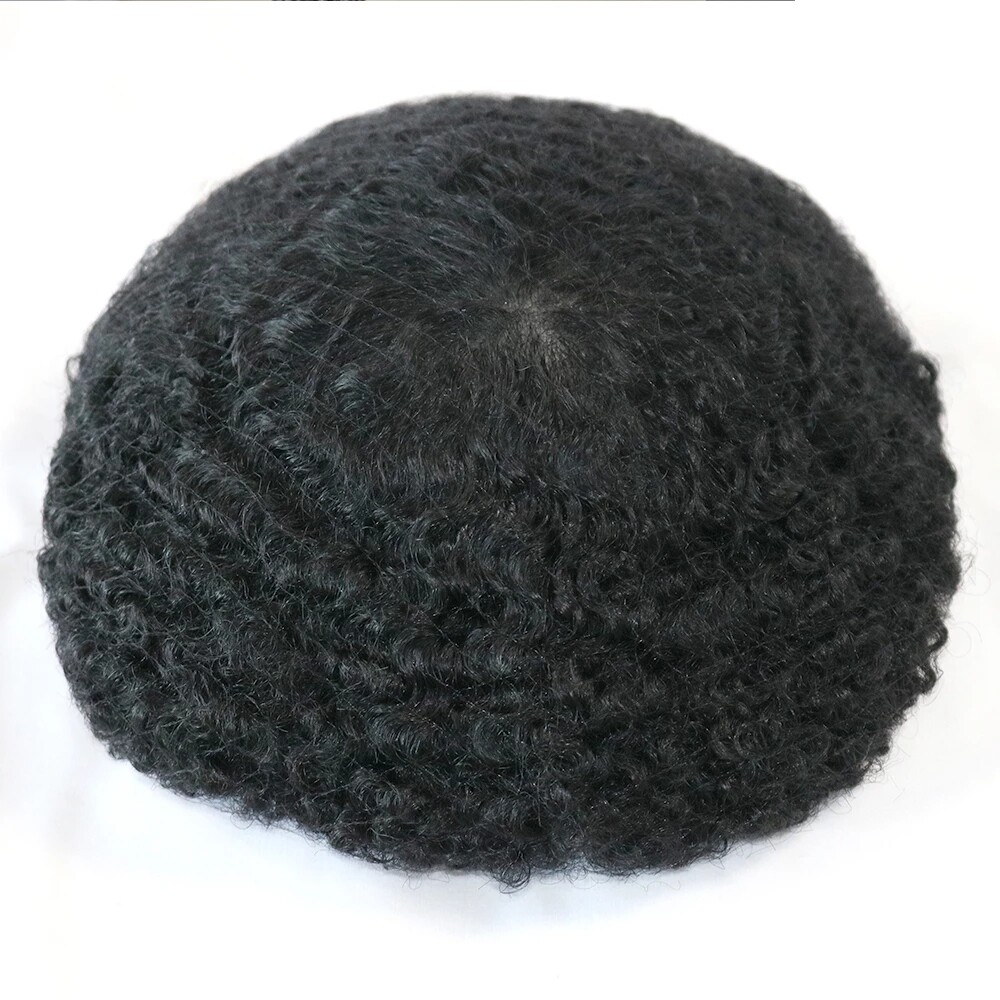 10MM Deep Curly Skin Thin Base Toupee Hair System Men Hairpiece Pu 360 Wave 8×10