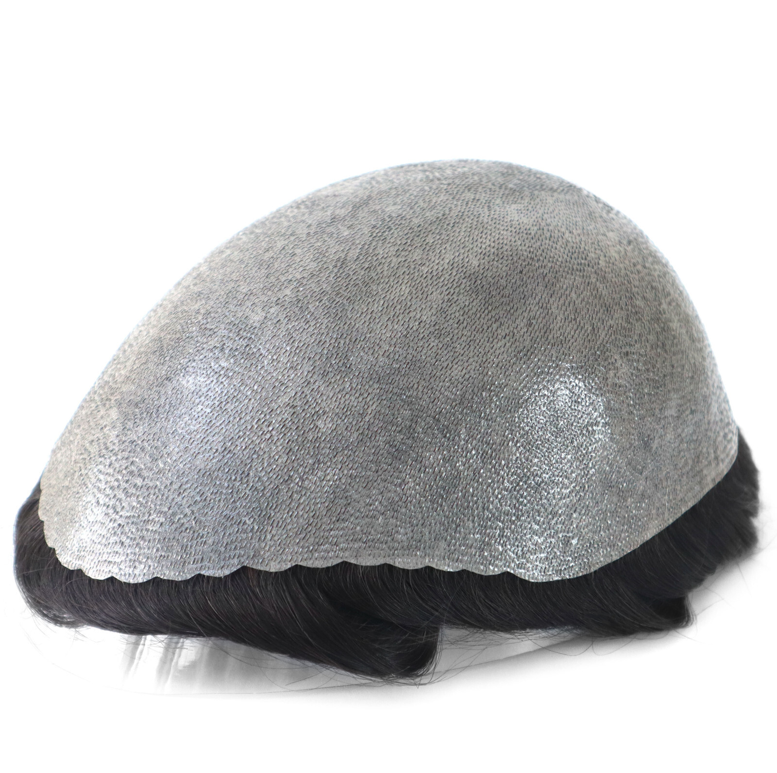 Mens Human Hair System Medium Density 0.12mm Poly Skin Toupee Hairpiece #1B