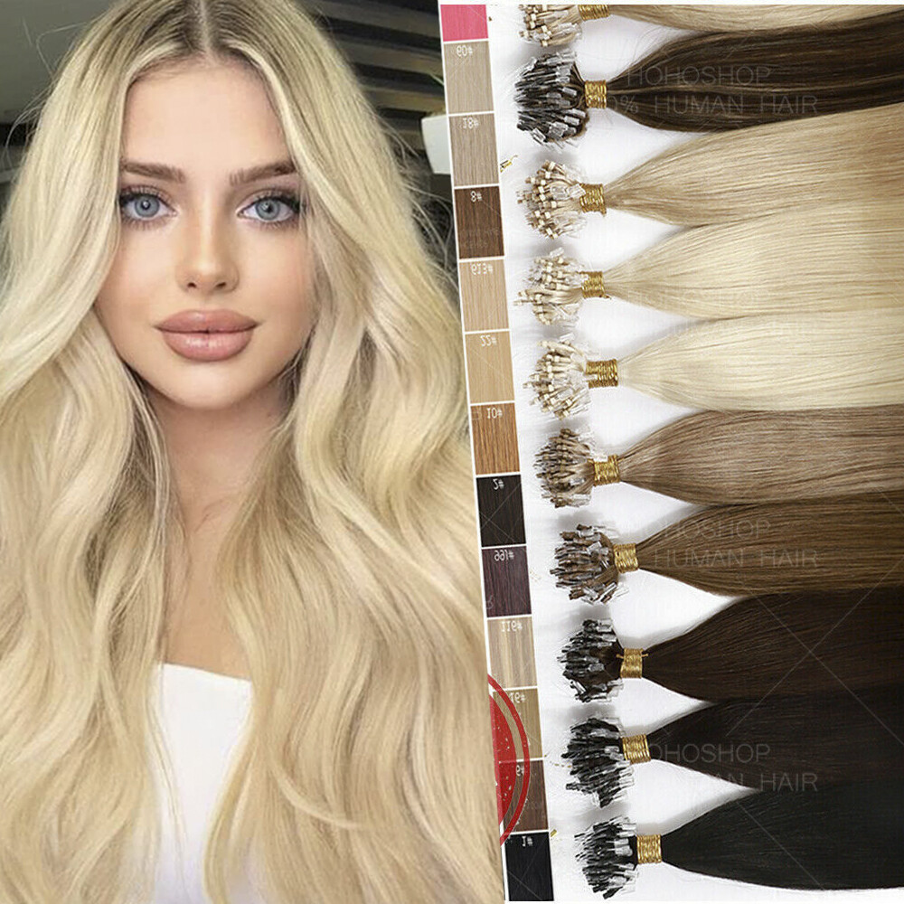 Micro Links Human Hair Extensions Micro Loop Beads Tip Remy Straight Hair 16-26″