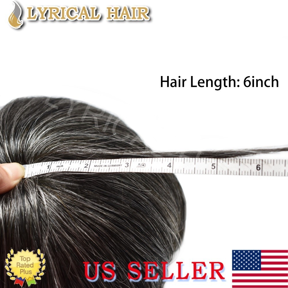 Mens Toupee Hairpiece All Poly Skin PU Human Hair Replacement System Wigs