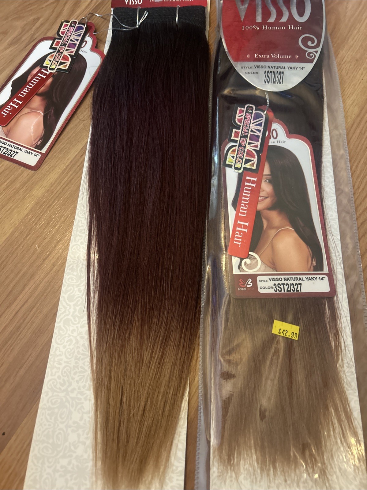 100% Human Hair Ext. 14”inch. Color #3ST2/327. 1 Pack For $35