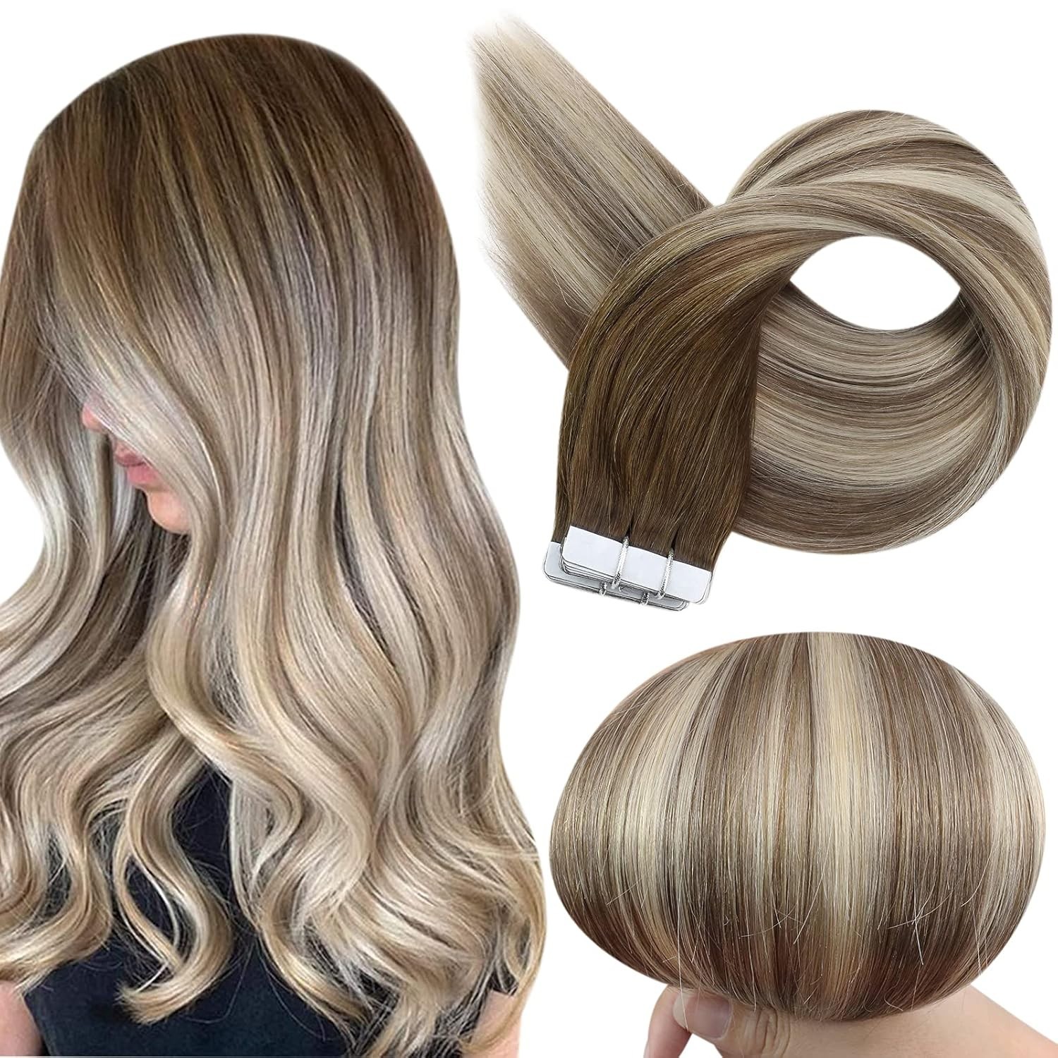 Full Shine Invisible Skin Weft Hair Extensions 18 Inch – 50g for Natural Volume