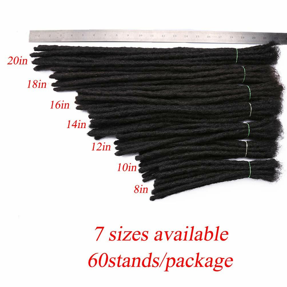 100%Real Human Hair Dreadlocks Extensions Handmade 0.8cm Locs Crochet Braid Hair