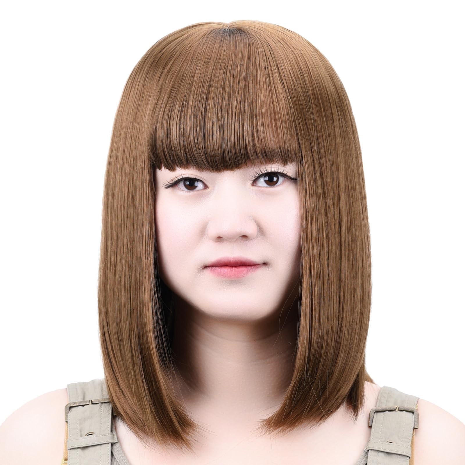 Syxlcygg Bob Wig Brown Short Wigs Flame Retardant 14 Straight Silky Fluffy