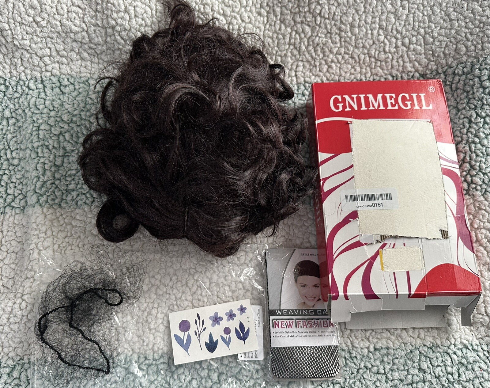 New Womens Short Curly Dark Brown Red Tones Cap Full Synthetic Wig Gnimegil