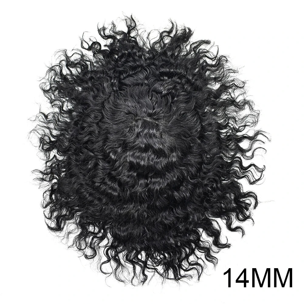 Afro Toupee For Black Men All Transparent Lace Curly 100%Human hair Weave system
