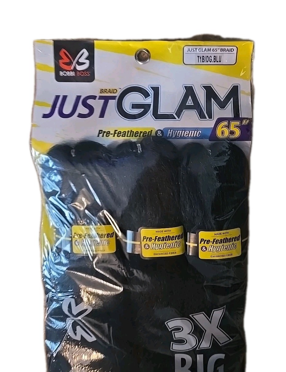BOBBI BOSS JUST GLAM 65″ BRAIDING HAIR SUPER LONG BRAID T1B/DG BLUE- NEW 3-PACK