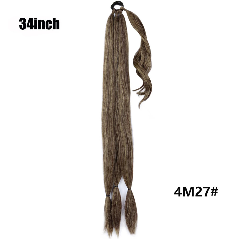 26 Inch Ombre Black Brown Grey Synthetic Boxing Braids Ponytail Extensions Wrap