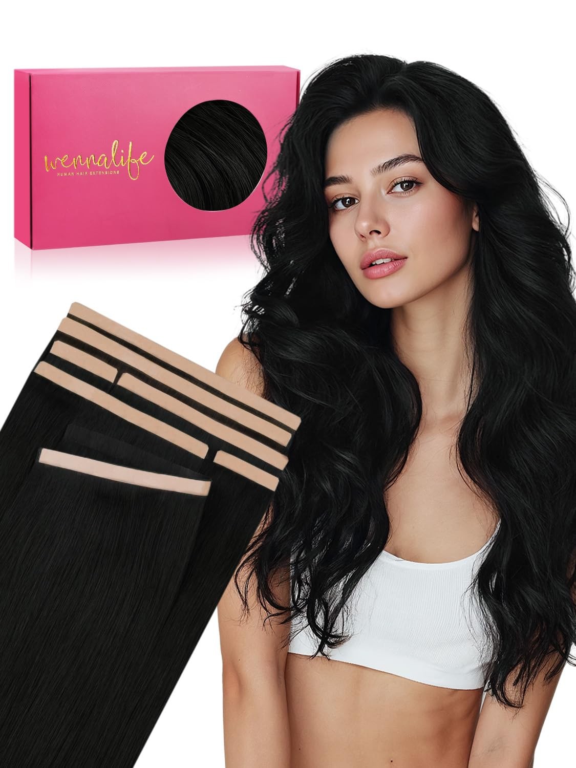 Wennalife Multi-Piece Tape In Hair Extensions Human Hair Tape Weft Hair