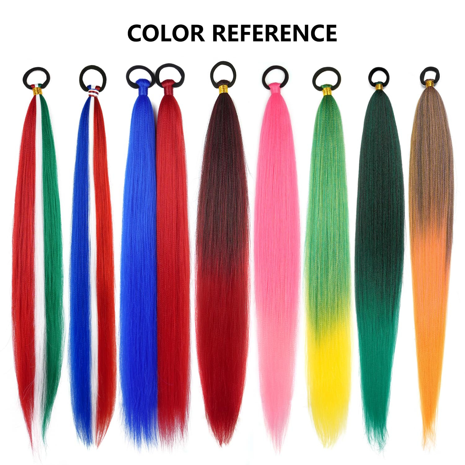 2 Pack Braid Ponytail Extension with Elastic Tie Straight Sleek Wrap Around Brai