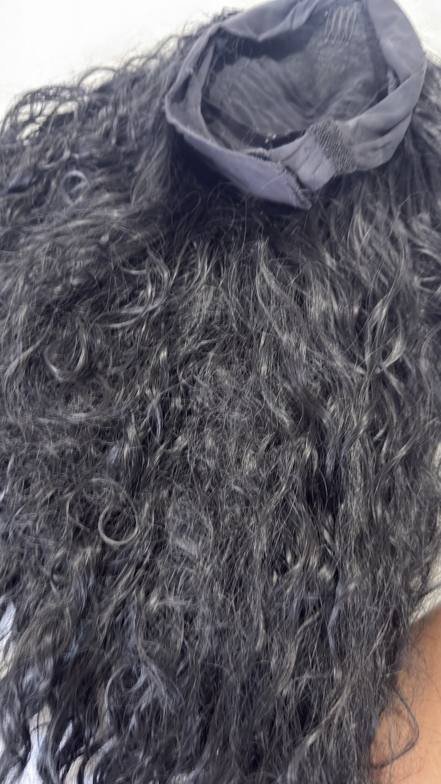 Black Curly Wig for Women, Drawstring Attachment, Classic Cap #0003