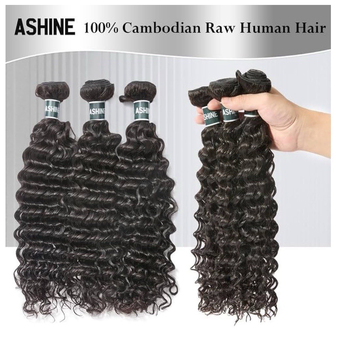 ASHINEs Deep Wave Raw Cambodian Hair – 100% Human, Wet & Wave Ready!