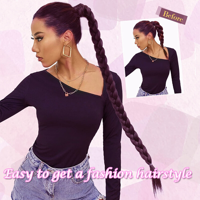 US 100% Natural As Human False Braided Ponytail Wrap On Hair Extensions Hair Tie