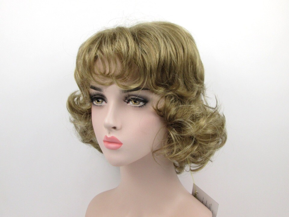 WOMEN SHORT COLLAR-LENGTH GYPSY PAGE LOOSE CURLS CURLY WIG HANNAH GOLDEN GIRLS