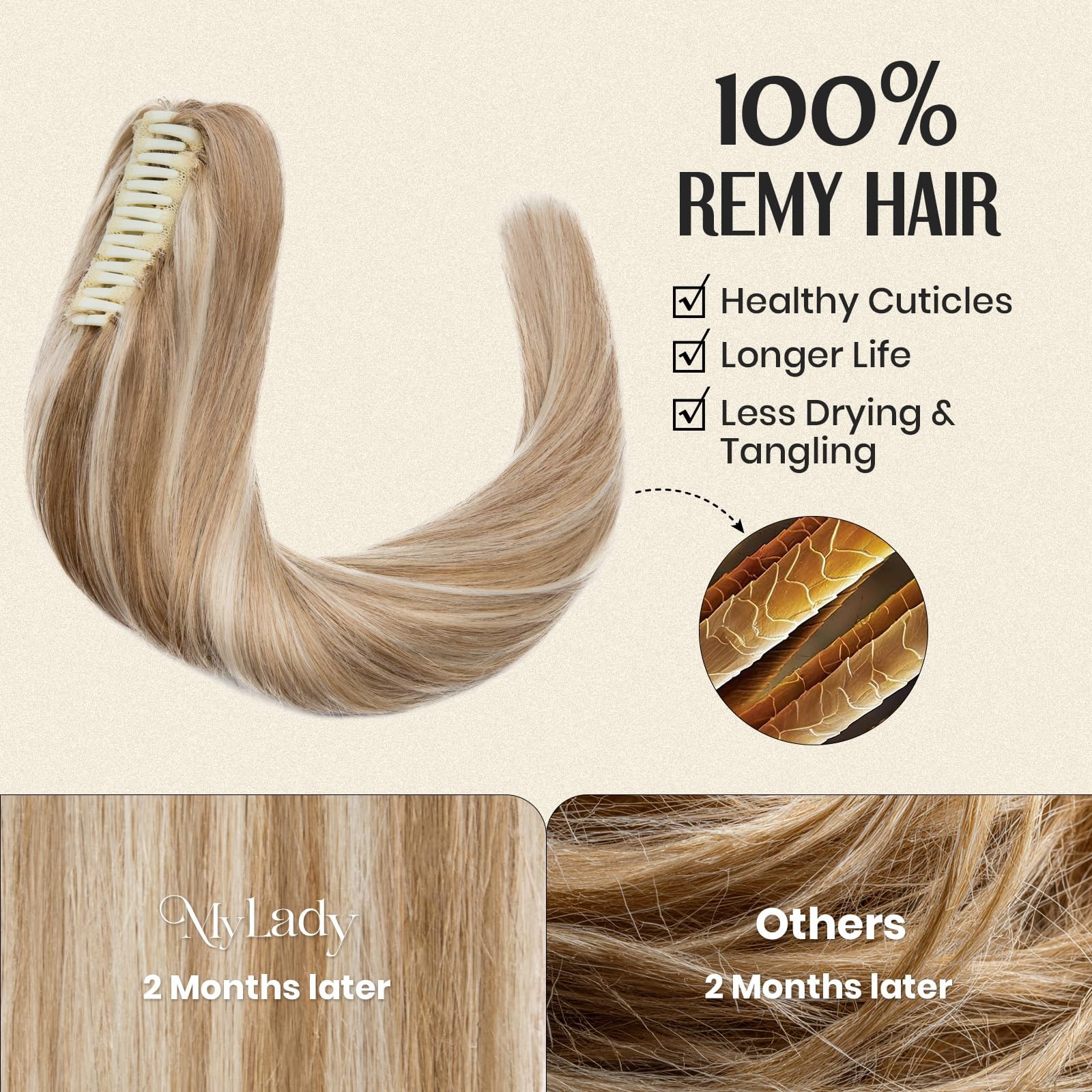 My-Lady Extension Human Hair Claw Clip In Hair Extension Long Straight Pony