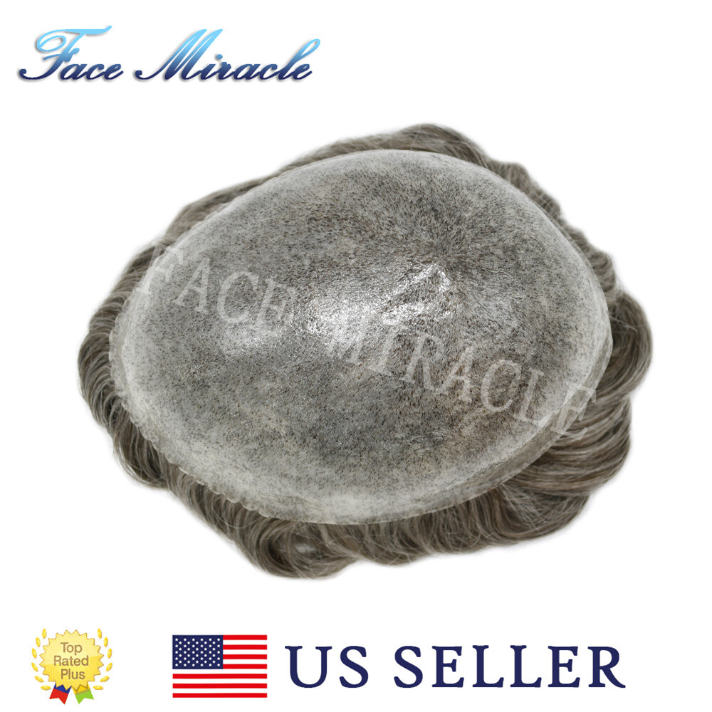 Full PU Mens Toupee Hair Piece Human Hair Replacement Systems Toupee for Man Wig