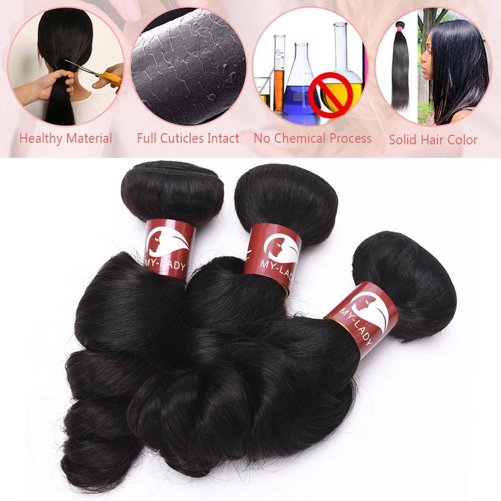 Curly Loose Wave Thick 300g 3 Bundles Brazilian Virgin Human Hair Extensions US