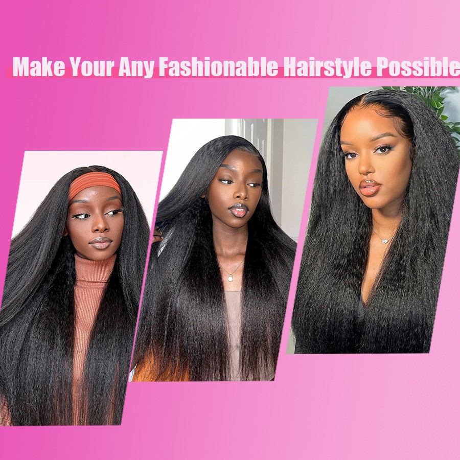 200% Density 13×4 Natural Color Kinky Straigh Transparent Lace Human Hair