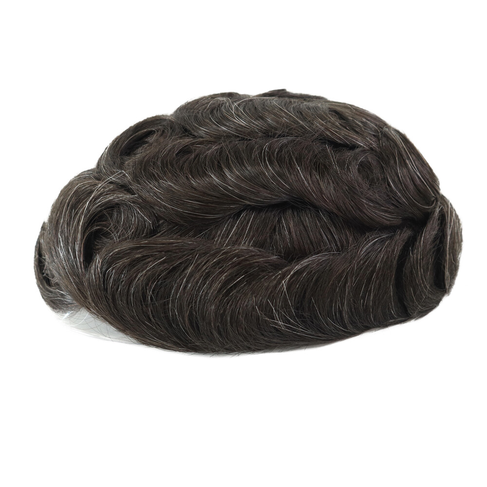 Toupee For Men Human HairAll Lace Replecement System Gent Thin Skin Hairpiece Q6