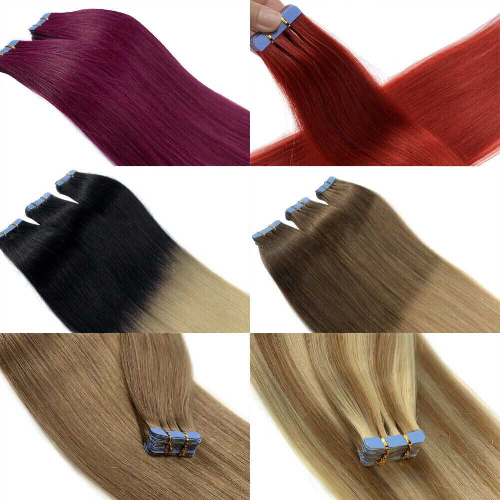 Tape in Remy Human Hair Extensions Seamless Skin Wefts Premium Thick Hair16-24in