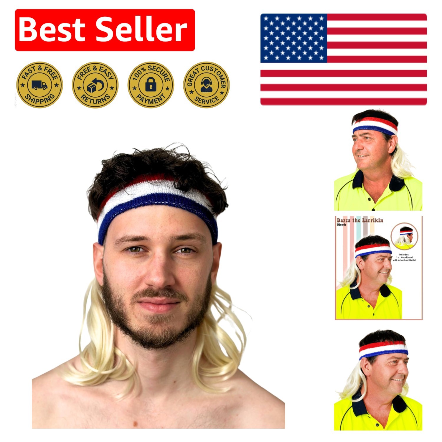 Retro Wavy Mullet Headband Wig for Theme Parties – Instant Fun Accessory