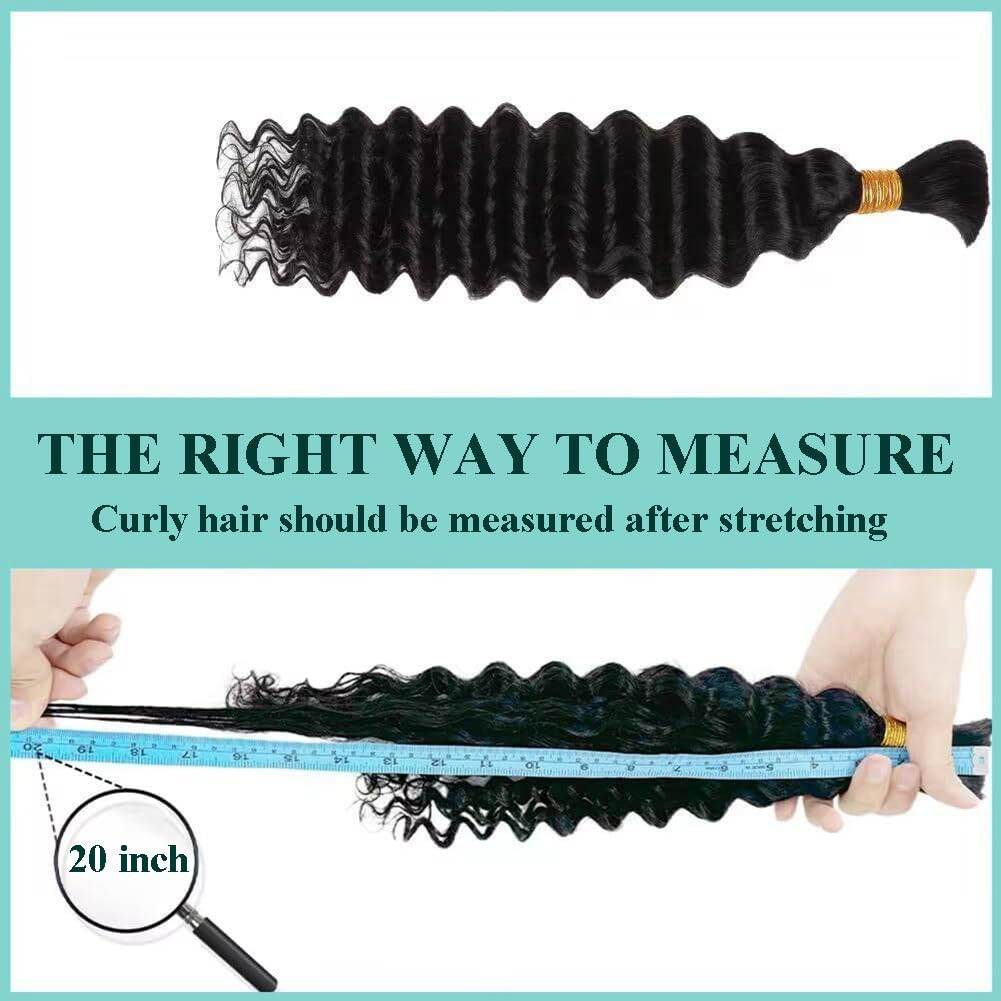 Human Braiding Hair for Boho Braids 18 Inch 110G Deep Wave Bulk Human Hair for B
