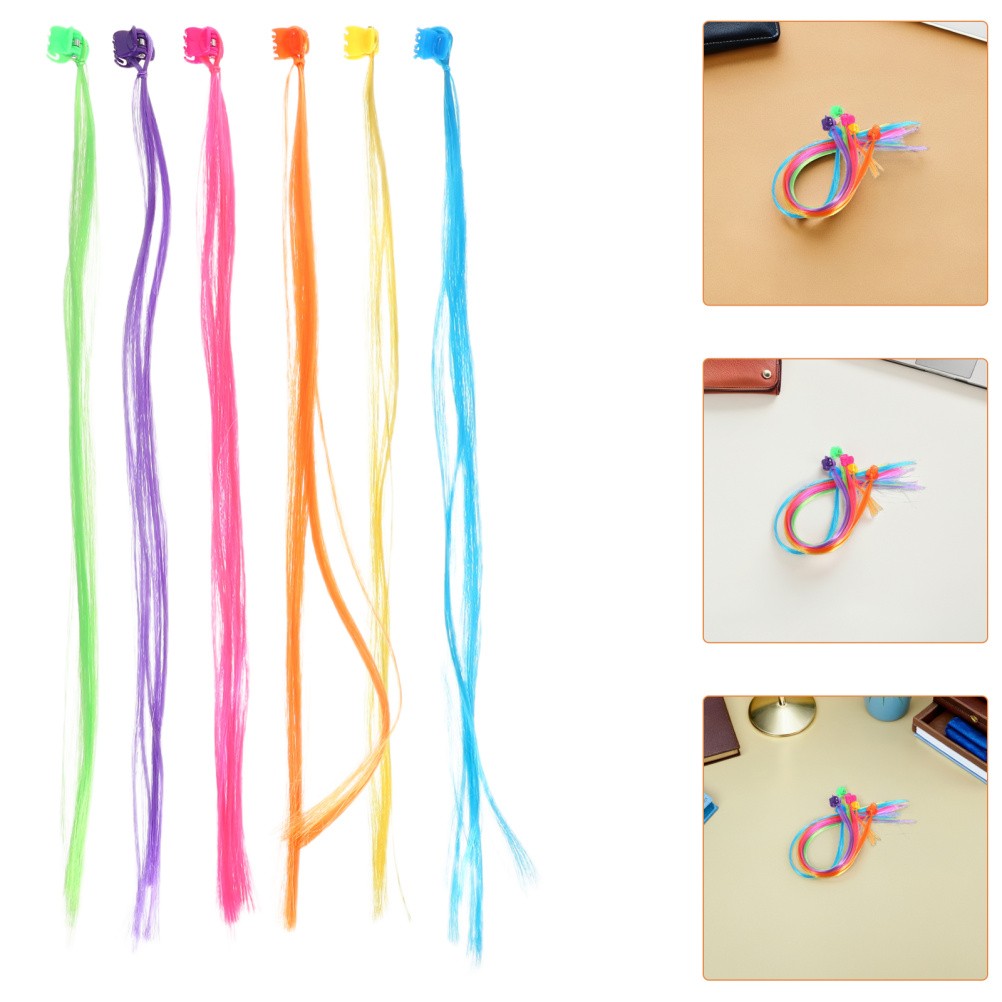 36 Pcs Hair Accessories for Girls Clip on Extensions Colored in Colorful