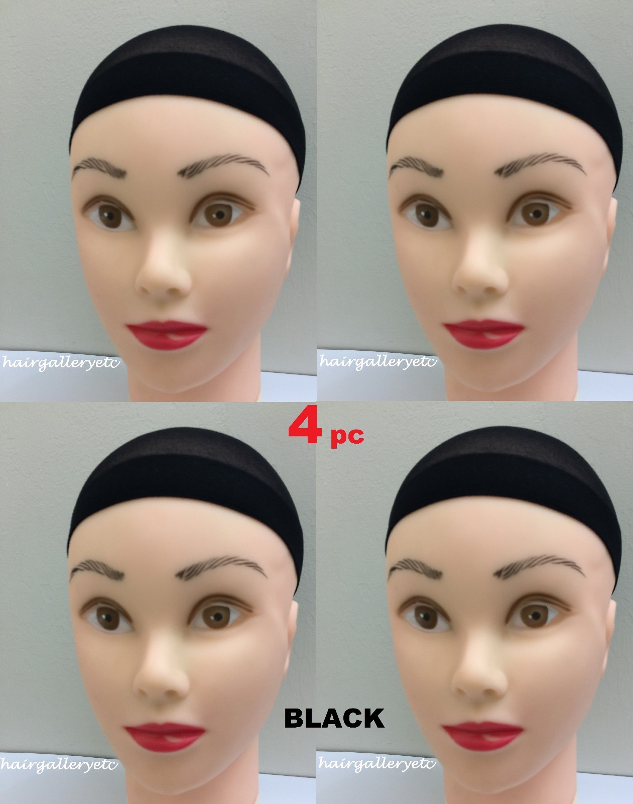4 pcs Wig Cap Wig Liner Wig Stocking Cap Black Neutral/Beige Nylon Stretch USA