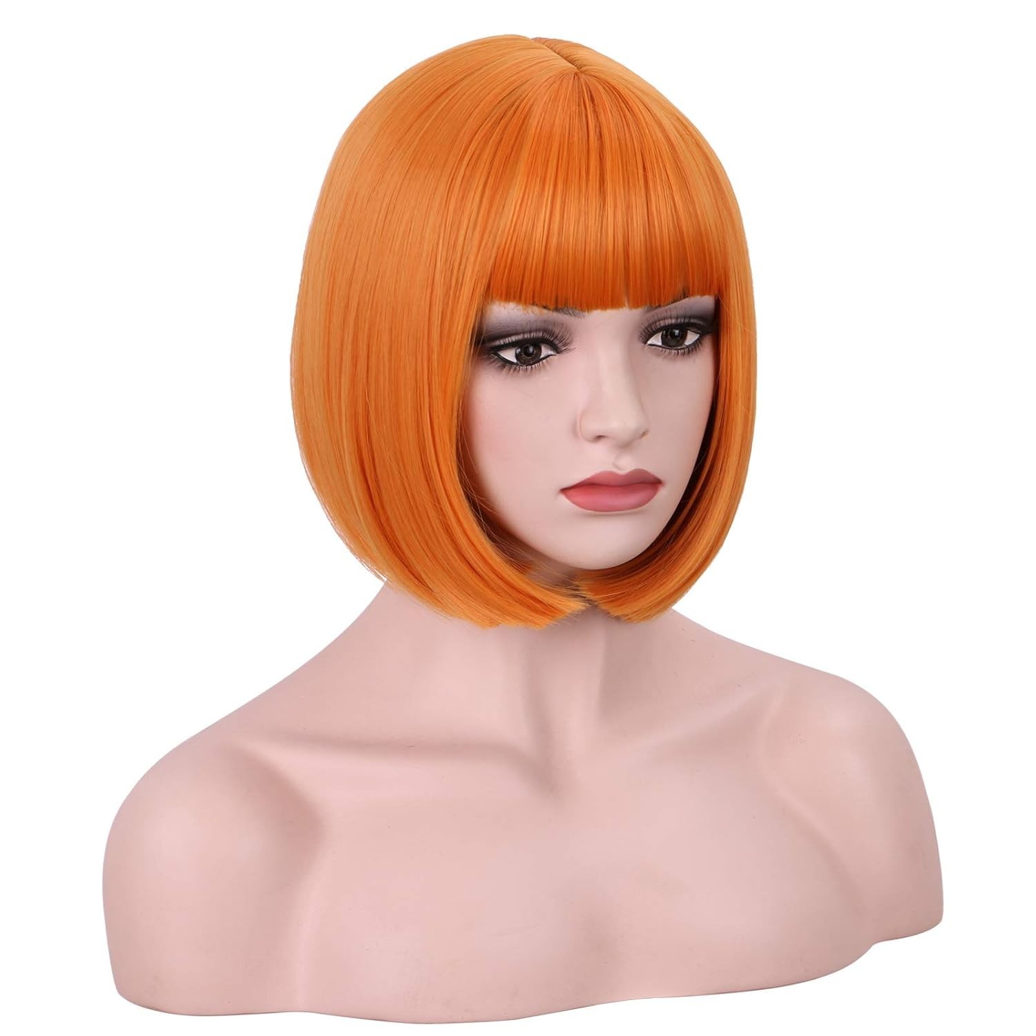 WildCos Short 12 Inches Straight Synthetic Cosplay Wig for Women (Orange)