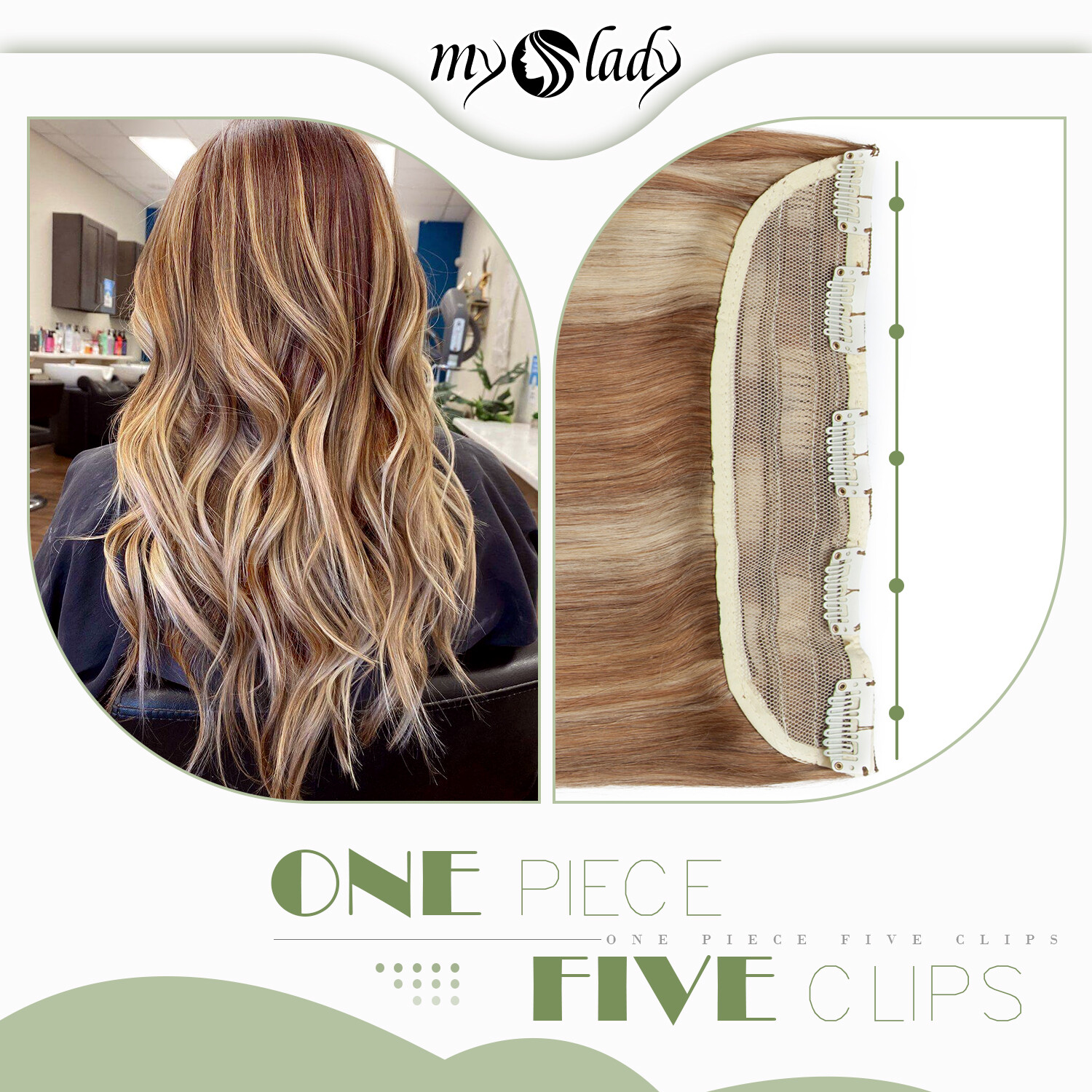 Russian Real Remy Hair One Piece Clip in Human Hair Extensions 3/4 Full Head USA